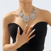 Collier tour de cou mode couleur or tournesol pour femmes épissage exagéré métal fleur clavicule chaîne dames bijoux cadeau
