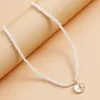 Pendant Necklaces Personalized Half Round Sun Imitation Pearl Necklace Sweater Chain For Women Simple Design Jewelry Accessories