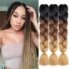 Jumbo synthétique tressage cheveux 24 pouces haute température fibre Crochet tresses Extensions J3