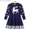 Girl's Dresses Men's Swimwear 2021 Winter Knitted Chiffon Girls' Dress Christmas Party Long Sleeve Children's Clothing Girls' New Year Clothing Z230803