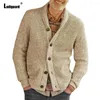 Giacche da uomo Taglie forti 4xl Maglione lavorato a maglia da uomo Cappotti caldi invernali Uomo Streetwear 2023 Moda stile Inghilterra Top Cardigan Maschile Argyle