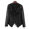 Kvinnors päls 2023 läderjacka kvinnor mode faux pu jackor damer sexig svart motorcykel cyklist streetwear gothic nit coat chaqueta