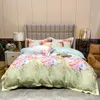 Set di biancheria da letto Lussuoso set di cotone jacquard con stampa floreale Copripiumino Lenzuolo con angoli Federe Tessili per la casa