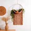 Hooks Nordic Wall Hanging Potted Net Pocket Cotton Rope Tassel Hand-woven Tapestry Green Plant Storage Rack Decoration