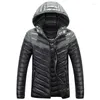 Jaquetas masculinas outono inverno jaqueta masculina algodão acolchoado quente casaco curto roupas gola masculina patchwork parkas au-1701