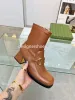 Designer-Stiefel für Damen, mittelhoher Absatz, Damen-Stiefel, Jersey, echtes Leder, Stiefeletten, Winter-Kniestiefel, Plattform, Motorradstiefel, Schuhe mit klobigem Absatz