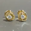 Серьги -герметичные серьги Huitan Metal Gold Spiral Design Серьга с одиночной женской модой CZ Simple Aperatile Erabitile Ear Diewing Dewelry