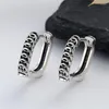 Hoop Earrings Retro Square Coin Women Jewelry Personality Ethnic Creative 925 Silver Ear Buckle Female Accessories