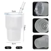 Glasses Sublimation Blanks 3oz Wine Tumblers Clear Frosted Colors Liqueur Shot Glass Cans Mugs with Plastic Lids 0803