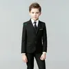 Suits Spring Autumn Child Formal Black Navy Suit Set British Boy Dress Piano Wedding Party Costume Kids Blazer Vest Pants Clothes Set 230802