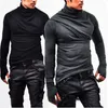 Men's T Shirts Men Turtleneck Long Sleeve T-shirt Fashion Casual Tee Gloves Male Slim Fit Costume Clothing Top Coats