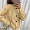 Kvinnors stickor 2023 Autumn Winter Loose Outering Wearing Jacket Sticked Cardigan Women's Casual Solid Color Lazy Coat tröja