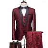 Mäns kostymer 2023 Spring Autumn Men Casual Business Boutique Suit Three Pieces Set / Coat Jacket Pants Vest Trousers Waistcoat