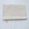 7x10in 12oz cream 100% poly canvas makeup bag with gold zip for sublimation/HTV print blank poly canvas cosmetic bag