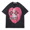 T-shirt Hip Hop da uomo Maglietta a maniche corte in cotone con stampa cuore divertente