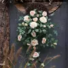 Flores decorativas artificiais cesta suspensa plantas seda rosa arranjo de flores para jardim ao ar livre casamento pátio decoração de casa