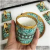 Mugs Gold 6 Pcs Top Grade Bone Porcelain Coffee Cups Vintage Ceramic On Glazed Advanced Tea And Saucers Sets Luxury Gifts 230327 Dro Dhhop