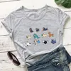 Women's T Shirts Cute Cartoon Dogs Colored Printed Cotton Shirt Funny Summer Casual O-Neck Short Sleeve Top Tee Dog Mom Life