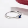 Cluster-Ringe Trendy 14K Gold Farbe Schmuck Saphir Ring für Frauen beitreten Party Blue Topaz Edelstein Silber 925 Hochzeit Frauen