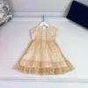 Girl Dresses 2023 D535R Top Brand Classic Style Born Baby Dress Girls Leopard Mesh Letter Rust Premium 3M-12Y