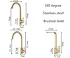 Krany kuchenne kran obrotowy stal ze stali nierdzewnej obrotowy Mikser łazienkowy ketek szczotkowane złoto