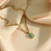 ペンダントネックレスファッションIns Jeweiry Coiiarbone Chain Womens Curiy Mint Green Roman Naturai Tianhe Stone Gift Retro Simpieアクセサリー