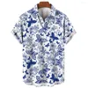 Men's Casual Shirts Hawaiian Resort Style Summer Shirt 3d Printed Flowers And Grass Short-sleeved Tops Street Y2k Fashion Clothing