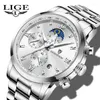ساعة معصم Lige الساعات رجال الرياضة الفاخرة المضادة للماء ساعة مضيئة للرجل Quartz Wristwatch Chronograph Auto Date Clock Relogio