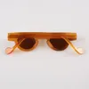 Sunglasses Handmade Curved Flower Key Nose Bridge Round Transparent Clear Coffee Red Horn Polarized For Men And Women