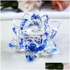 Nyhetsartiklar olika färger 85mm Crystal Lotus Crafts Glass Flower Miniatures Pappersviktbord Ornament gåva Hemdekoration acce dhknh