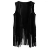 Women's Vests Women Fringed Vest Vintage Western Cowboy Cosplay Hippie Sleeveless Waistcoat For Stage