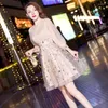 Ethnic Clothing Size 4XL Luxury Sequins Evening Dress Short Gown Party Dresses For Women Long Sleeve Elegant Celebrity Stage Show