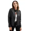 Femmes en cuir 2023 printemps automne mode femmes veste décontractée à manches longues col rond mince solide fermeture éclair Moto manteau européen et américain