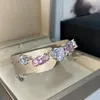 Link Bracelets Versa Ins Cherry Blossom Powder Candy Girl Fashion Bracelet Plated 18k Super Fairy Bright Zircon Hand Ornaments