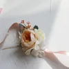 Decoratieve Bloemen Bruid Bruidsmeisje Bruidsboeket Kunstmatige Witte Zijde Rozen Partij Gunst Mariage Decor Accessoires Geschenken