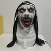 Party Maskers Nun Scary Masker Halloween Horror Latex Masker Cosplay Scary Volledige Hoofd Masker Halloween Kostuum Props L230803