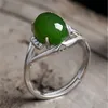 Groene Jade Emerald Edelstenen Zirkoon Diamanten Ringen Voor Vrouwen Wit Goud Zilver Sieraden Argent Bijoux Vintage Bague Party Geschenken Clu269e