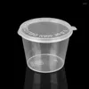 Stoviglie 50Pcs 25/30/40ml di Plastica Da Asporto Salsa Tazza Contenitori Scatola Con Coperchi Incernierati Tavolozza di Colori a Pigmenti usa e getta