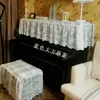 Capa contra poeira 155x40cm Capa de piano estilo xadrez mediterrâneo toalha renda capa de banqueta para piano decoração da casa R230803