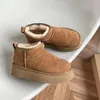 Tazz Tasman tofflor Platform Boot Australia Snow Boots Designer Kvinnor Ankel Booties Ultra Mini Mustard Seed Chestnut Fur Slides Sheepskin Mens Womens Winter Shoes