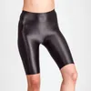 Damen-Hosen, Spandex-Shorts, hohe Taille, Laufen, Fitness, glänzende Satin-Glattstrumpfhose, japanische elastische Schwimm-Yoga-Sexy-Öl-Glanz-Tight