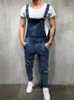 Herr jeans denim jumpsuit casual rem byxor smala fashion ungdomsarbeten