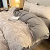 Zestawy pościeli bonenjoy Queen Set King Size Grey Color Arkusz SETS FINDA NORDICA CAMA 135 Podwójna lniana euro łóżka geometryczne 230802