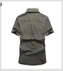 Chemises décontractées pour hommes M-6XL grande taille été à manches courtes Cargo militaire respirant Cool coton Camisa Social Masculina