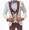 Men's Suits 2023 White Business Groom Wedding Dress Blazers Male Slim Fit Fashion Tuxedo Parent Child Clothing (Blazer Vest Pants)