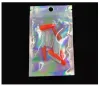 wholesale 200 pcs Sacs refermables Foil Pouch Bag Plat couleur laser Sac d'emballage pour Party Favor Stockage des aliments Holographique