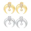 Studörhängen Eyika Fashion Crescent Moon for Women Gold Silver Color Zircon Round Hängsel Piercingörhängen Fina smycken gåva