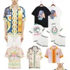 Herren T-Shirts Casablanc Designer Herren T-Shirt Set Masao San Print Herren Lässige und kurze Damen Lose Seide Hochwertige T-Shirts Transporta Dhlse