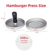 Meat Poultry Tools 2pcs Set 56 Needles Stainless Steel Tenderizer and Aluminum Hamburger Press with 100Pcs Oilpaper Kitchen Gadgets 230802