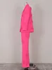 Pantalon deux pièces pour femmes DEAT Fashion Blazer à décoration tridimensionnelle pour femmes taille haute droite solide rose ensembles de pantalons printemps 19J3059 230802